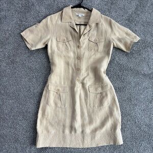 Banana Republic Beige Button-Front Mini Dress